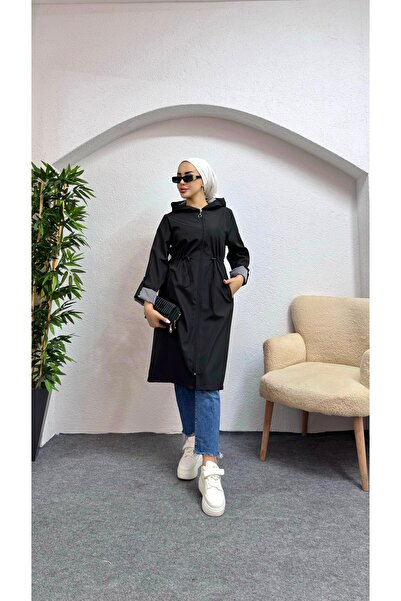 ENSA TESETTUR Çizgili Kapüşonlu Trenç