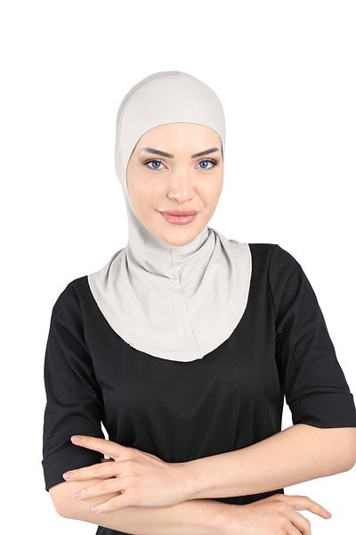 Ecardin Light Gray Clima Fit Hijab Turban - Breathable and Anti-Sweat