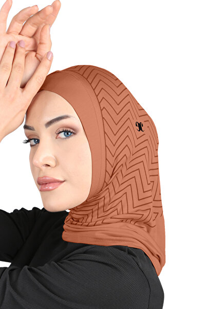 Ecardin Zigzag Striped Sports Cross Hijab Bonnet Turban - St299 Tile