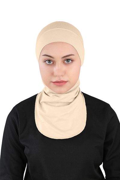 Ecardin Μπεζ ελαστικό καπό αθλητή με μικρό λαιμό Hijab - St 225