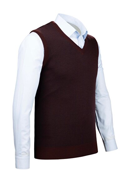 Çizgi Triko Men's V-Neck Striped Knitwear Sweater - Colorful Patterned Winter Steel Knit Classic Fit - 5015H