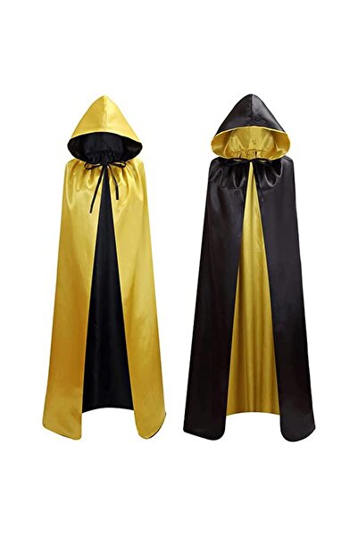 Annee Bakk Çift Taraflı Kapüşonlu Sarı - Siyah Pelerin, Cadılar Bayramı Pelerin