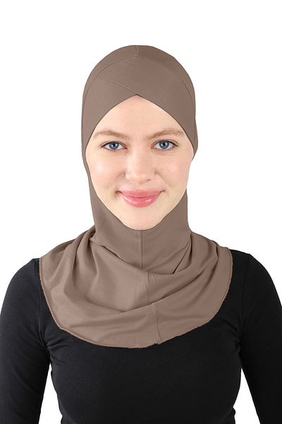 Ecardin Σκούρο βιζόν Cross Hijab Turban - St 232