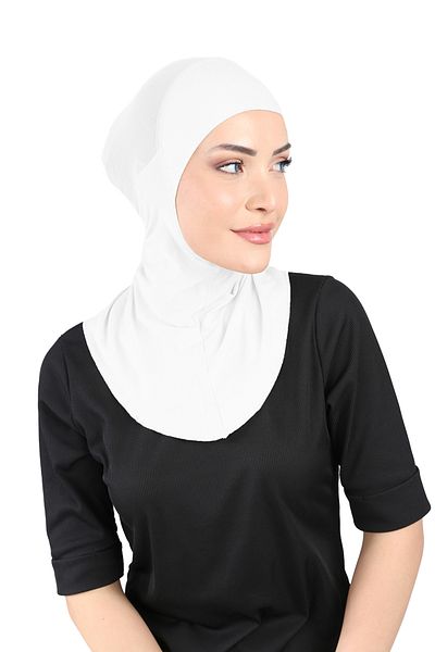 Ecardin White Clima Fit Hijab Turban - Breathing and Anti-Sweat - St 228
