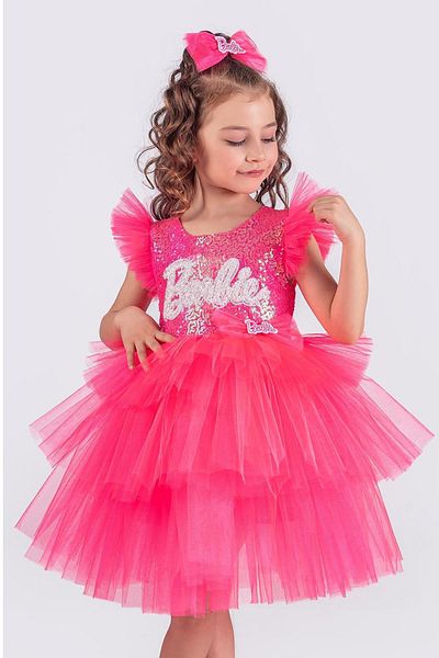 Minik Dolap Νέον ροζ παγιέτες Tutu φόρεμα