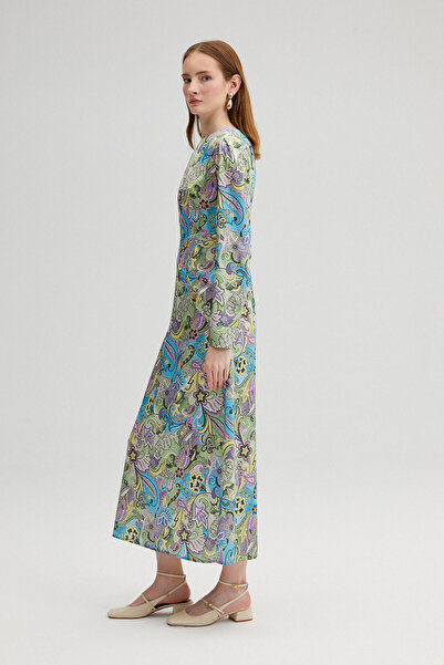 Touché Privé Button Detailed Patterned Dress