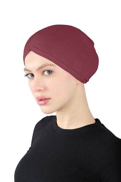 Ecardin Claret Red Pleated Comfortable Snap Bonnet - St 256