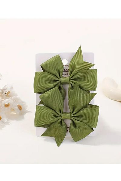 Atılgan Grp Olive Green Baby and Child Clip Ribbon Buckle Set - Set of 2
