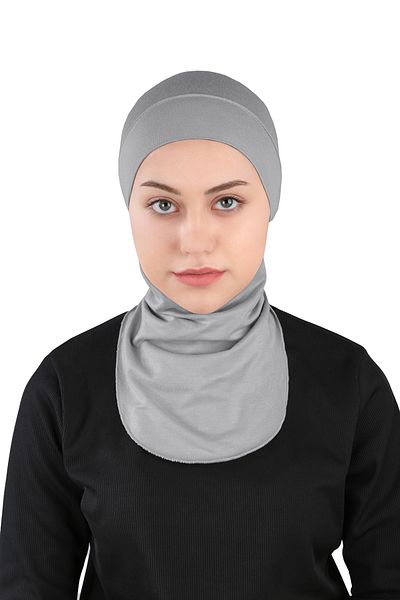 Ecardin Σκούρο γκρι ελαστικό καπό αθλητή με λαιμό Hijab - St 225
