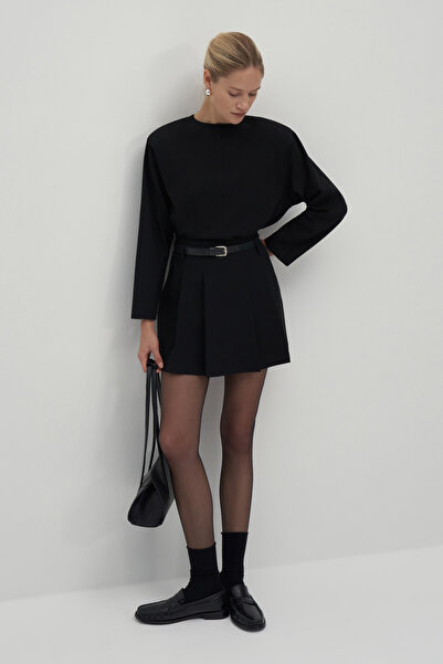 Mathilda Store Siyah Private Edition Kemerli Mini Etek