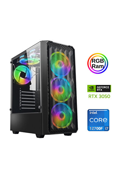 XASER Xsr879 i7 12700F 16GB Ram 512GB M.2 NVMe SSD 6GB RTX3050 Oyuncu Masaüstü Bilgisayarı