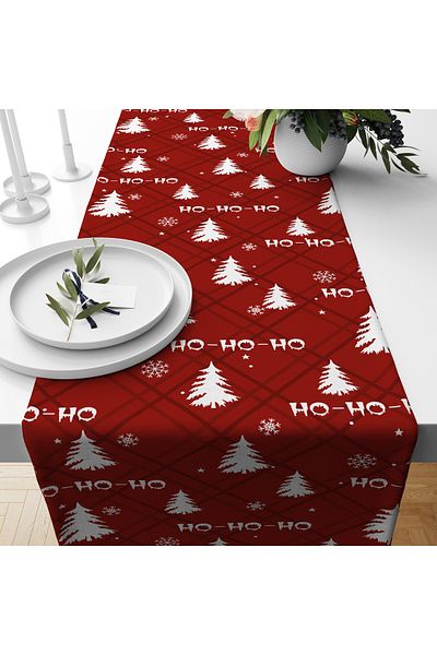 Evmila New Year Christmas Themed Hoho 40X140 cm Velvet Runner