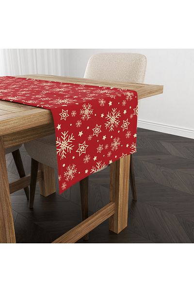 Evmila New Year Christmas Themed Snowflake 40X140 cm Velvet Runner