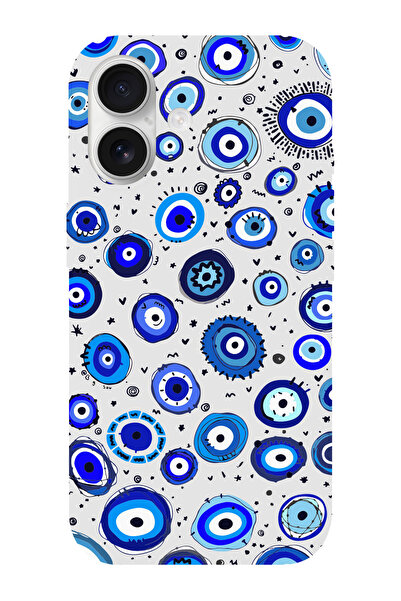 shoptocase iPhone 16 Uyumlu Nazar Boncukları Desenli İçi Süet Silikon Telefon...