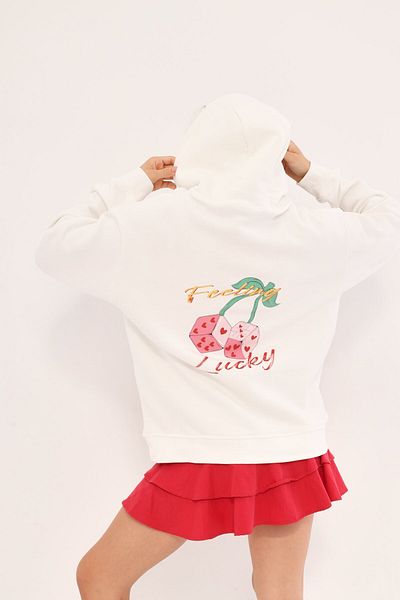 The Champ Clothing Φούτερ με κουκούλα Fleece To Have You Written Dice Printed White Unisex Hoodie φούτερ
