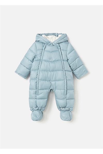 MAYORAL Baby Boy Inflatable Jumpsuit - Turquoise 2607, with Hat and Booties