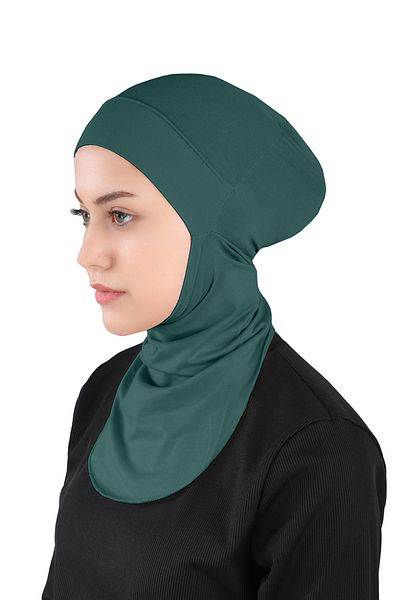 Ecardin Emerald Colored Flexible Ready-Made Sports Bonnet - Small Hijab Neck - St 225