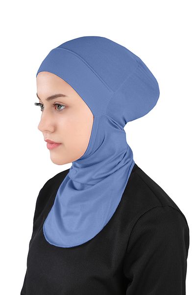 Ecardin Indigo Blue Small Hijab Neck Flexible Sports Bonnet - St 225