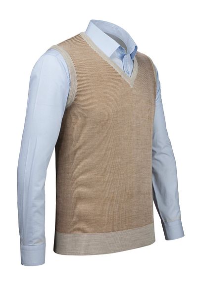 Çizgi Triko Men's V-Neck Striped Knitwear Sweater - Colorful Patterned Winter Steel Knit Classic Fit - 5015H