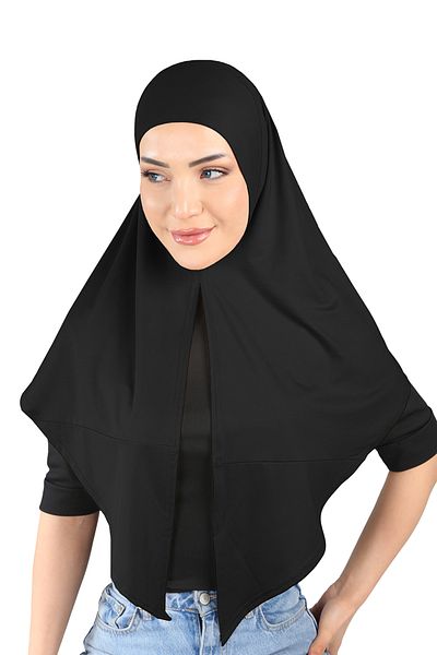 Ecardin Μαύρα Micro Υφασμάτινα Φουλάρια Hijab Turban - St 208