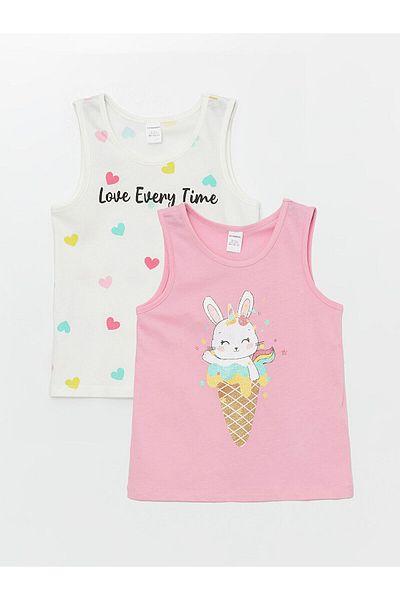 LC Waikiki LCW Baby Girl Crew Neck Printed Undershirt - Set of 2