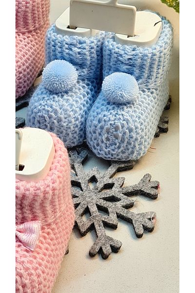 CemBebe 2 Pairs of Knitwear Fancy Booties for Babies 2 Different Model Knitwear Booties.
