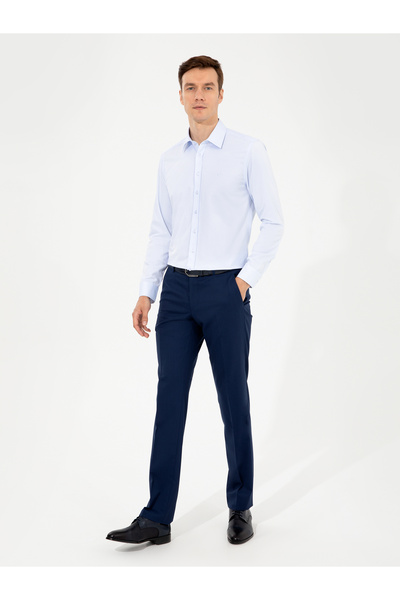Cacharel Mavi Slim Fit Uzun Kollu Basic Gömlek 50258544-VR036
