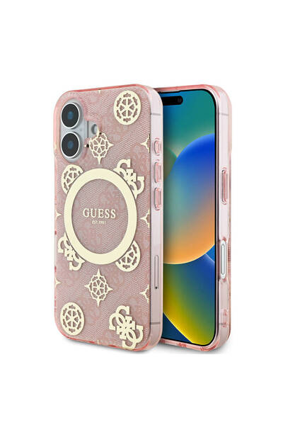 Guess iPhone 16 Uyumlu Kılıf Guess  Lisanslı Magsafe Şarj Özellikli 4G Desenl...