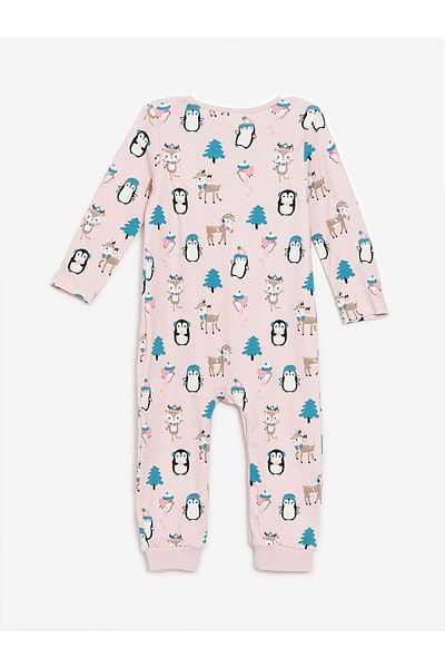LC Waikiki Lw - Crew Neck Long Sleeve Printed Baby Girl Jumpsuit