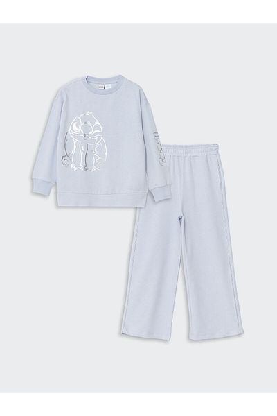 LC Waikiki Φούτερ και φούτερ για κορίτσια με στάμπα Lcw Crew Neck Stitch