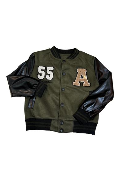 Rhythm Clothing Markamblue Boy's Embroidered, Leather Sleeve Suede Jacket