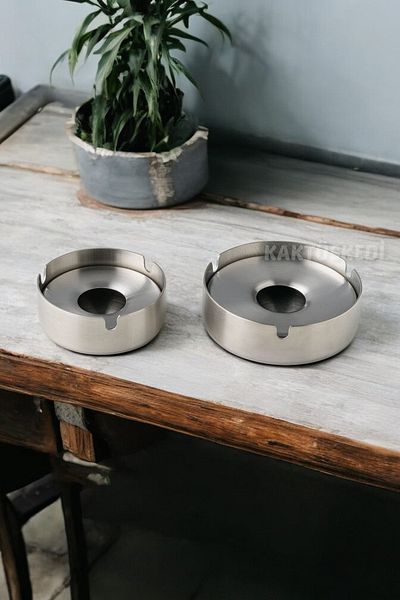KaktüsKedi 2 Pieces Scotch Stainless Steel Ashtray Set with Lid