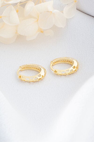 Silvano Jewelry 925 Ayar Gümüş Zirkon Taşlı Halka Küpe