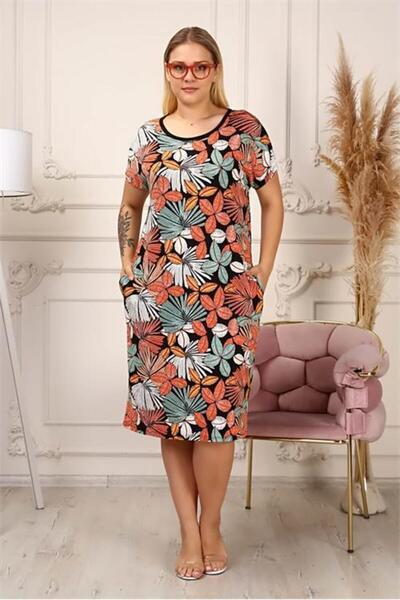 Dipmoda Μεγάλο μέγεθος ελαστικό ύφασμα Γυναικείο φόρεμα από ύφασμα Ensek - Dp...