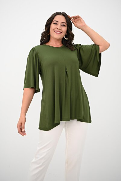 Koza Butik Γυναικεία μπλούζα με πλισέ V λαιμόκοψη 1847-25