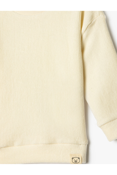 Koton Základní mikina Crew Neck Žebrovaný dlouhý rukáv Crew Neck