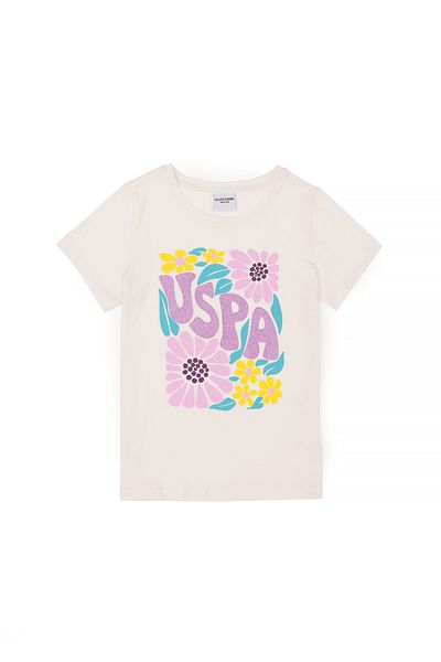 U.S. Polo Assn. Екрю тениска с кръгло деколте за момиче 50283263-VR019