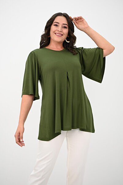 Koza Butik Γυναικεία μπλούζα με πλισέ V λαιμόκοψη 1847-25