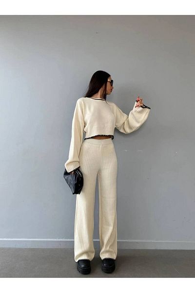hira fashion Női ekrü kötöttáru kétrészes szett