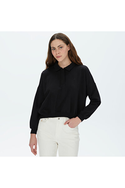 Nautica Kadın Siyah Oversize Uzun Kollu Sweatshirt
