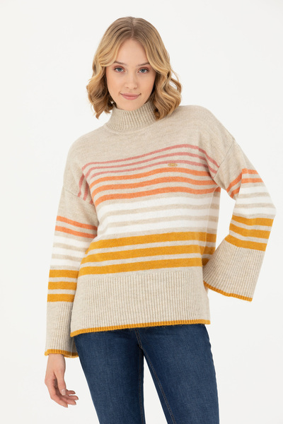 U.S. Polo Assn. Pulover cu gât roșu de piatră pentru femei 50269502-VR049