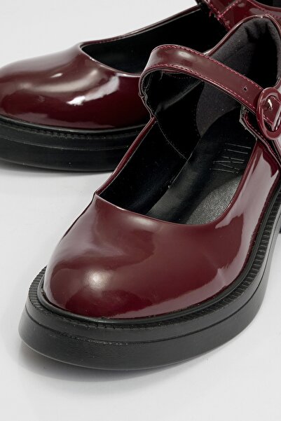 LuviShoes Petric Claret Red Patent Leather Women's Loafer Shoes
