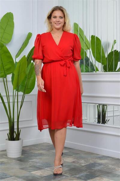 Dipmoda Γυναικείο φόρεμα σιφόν Με φόδρα plus size DPNB8062