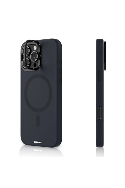 Youngkit iPhone 16 Pro Uyumlu Kılıf Magsafe Şarj Özellikli Kamera Standlı Youngkit Bitty Cream Kapak Mavi
