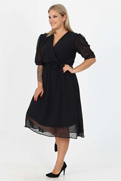 Dipmoda Γυναικείο φόρεμα σιφόν Με φόδρα plus size DPNB8062