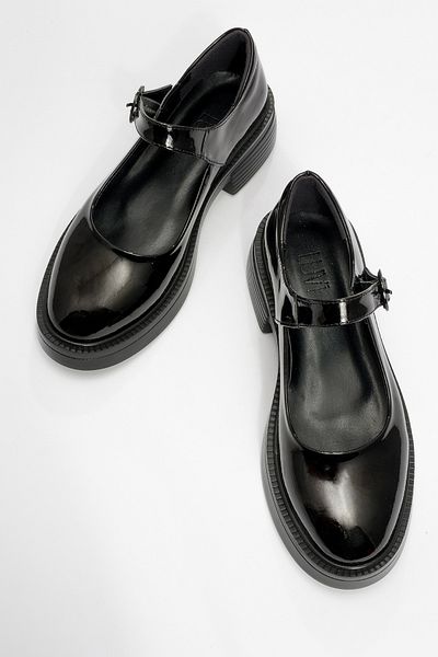 LuviShoes Petric Black Patent Leather Women's Loafer Shoes