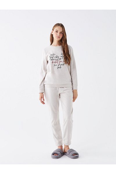 LC Waikiki Lw - Crew Neck Printed Long Sleeve Women's Pajamas Set