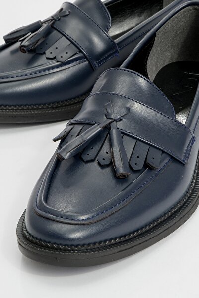 LuviShoes Dámske mokasínové topánky Li̇ly Navy Blue Skin