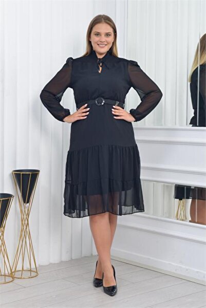 Dipmoda Γυναικείο φόρεμα σιφόν Με σχέδιο plus size DPNM7156