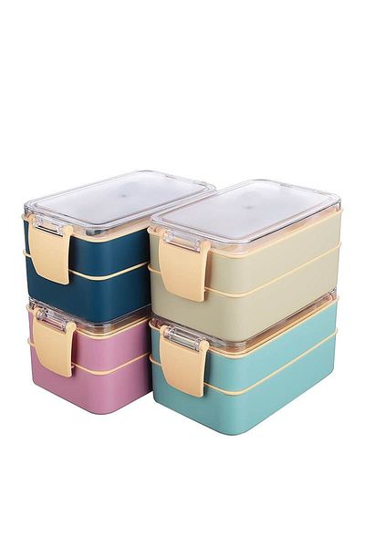 ÇARŞI HANEM Meticulous Plastic Lunch Box Compartmented Food Box Healthy Inside Package Divider Fork Spoon Set